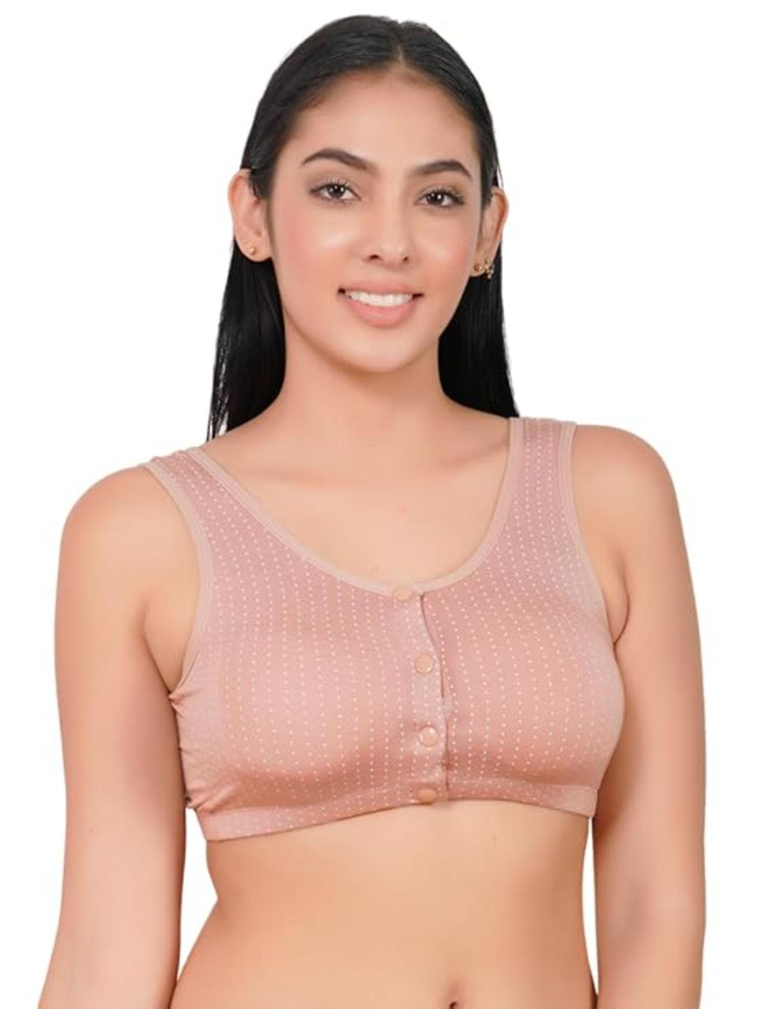 peach lightly padded plus size front open maternity bra