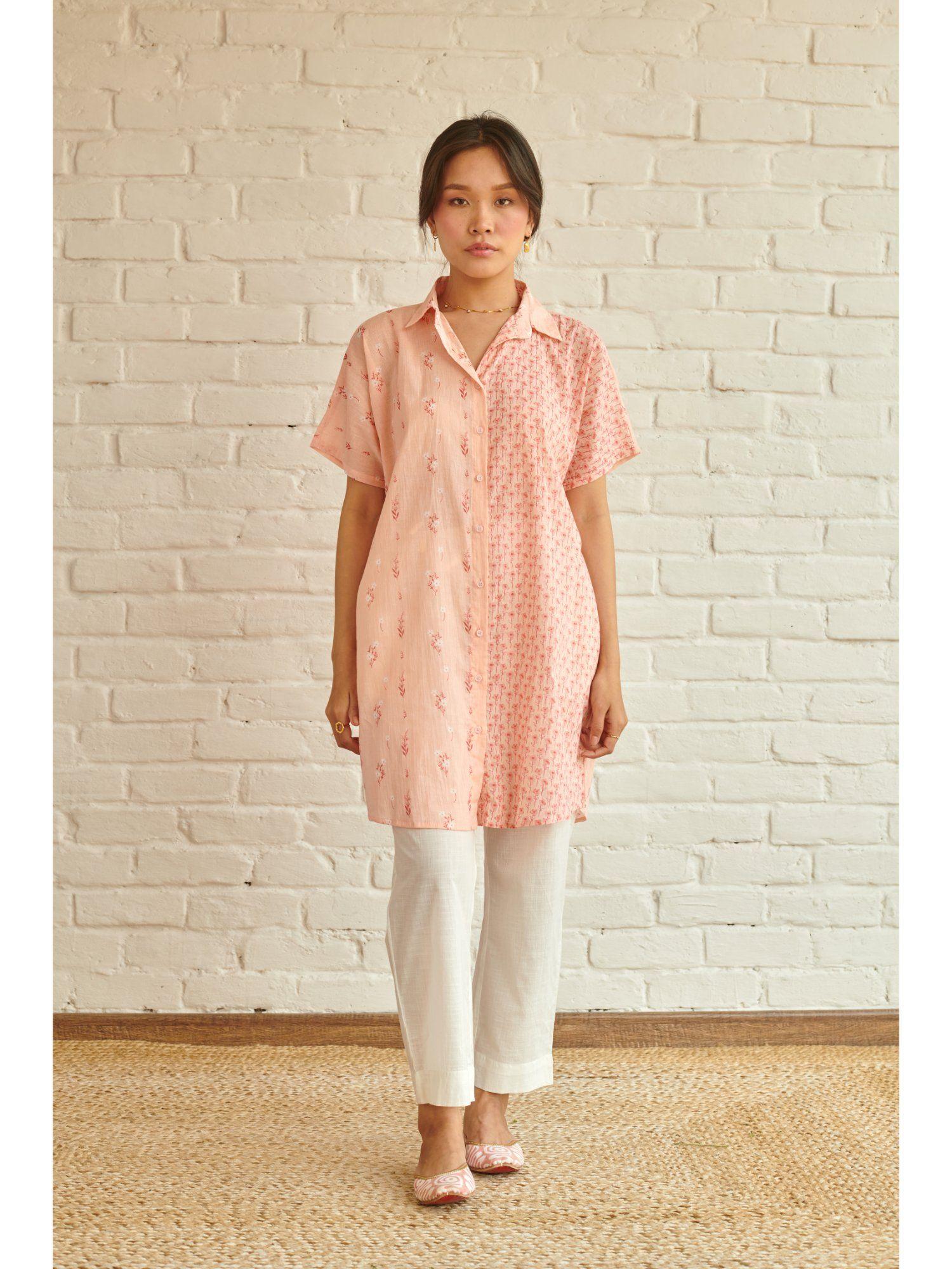 peach lily oversized shirt kurta