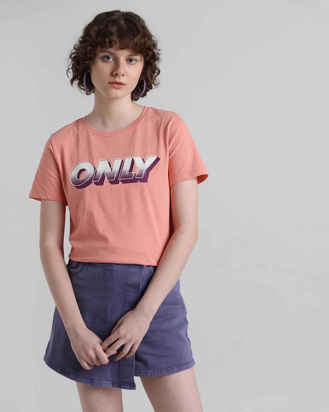 peach logo print t-shirt