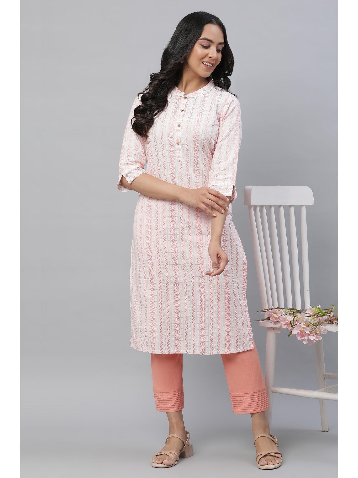 peach mandarin neck kurta