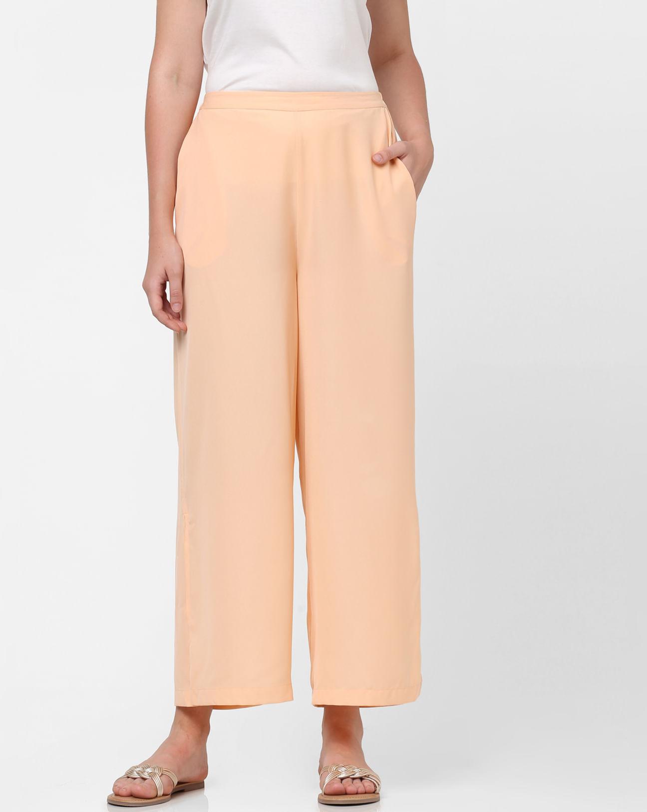 peach mid rise trousers