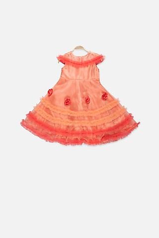 peach organza layered gown for girls
