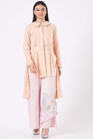 peach pink embroidered tiered top