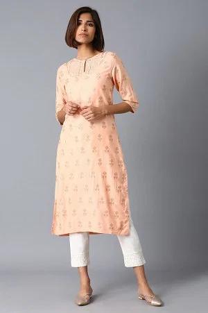 peach pink glitter kurta