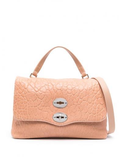 peach pink postina satchel handbag
