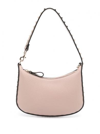 peach pink rockstud mini leather shoulder bag