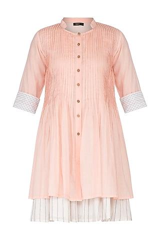 peach pleated jacket with inner