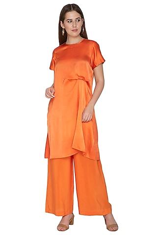peach pleated tunic with trousers