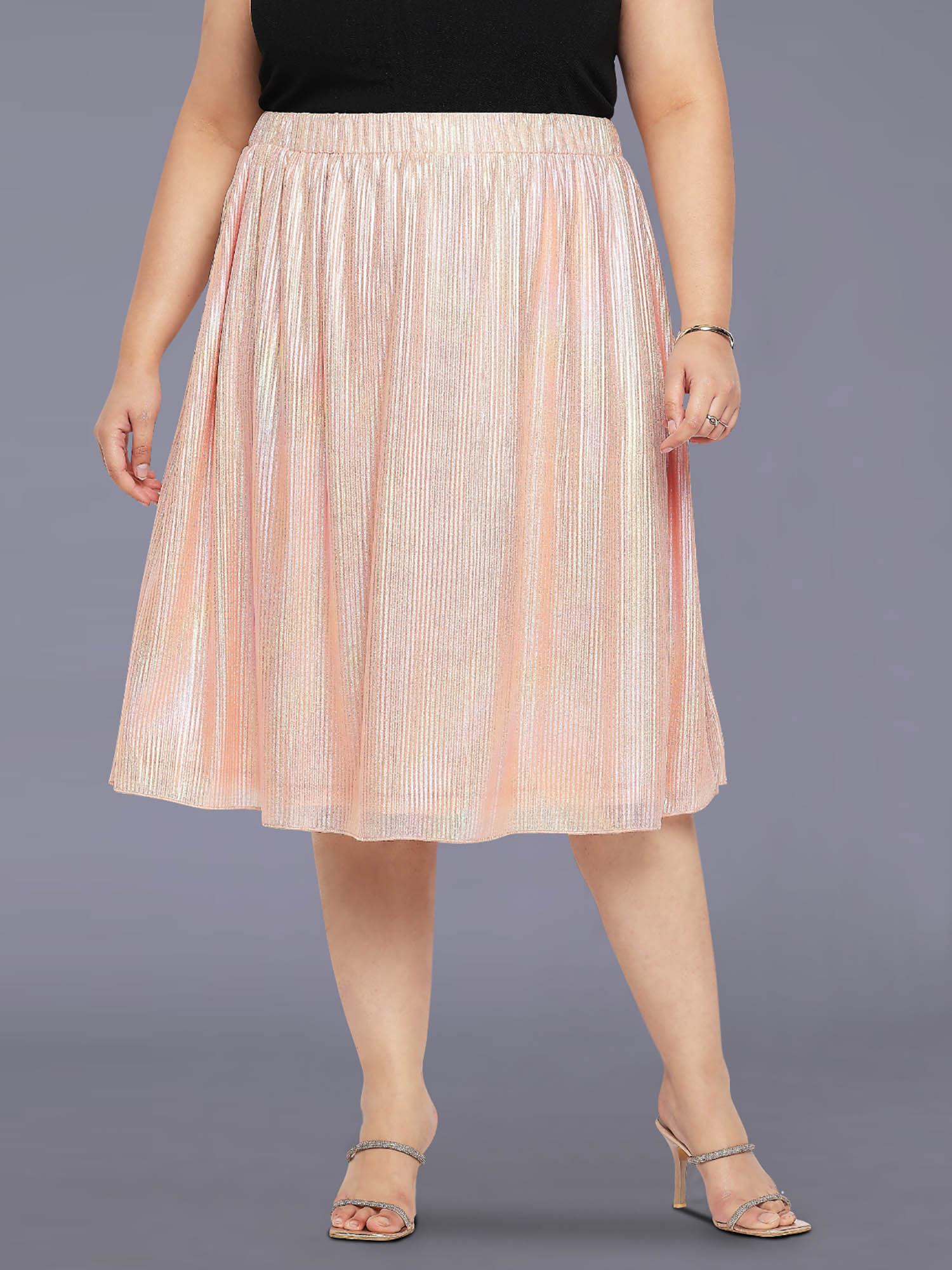 peach plus size shimmer curve skirt