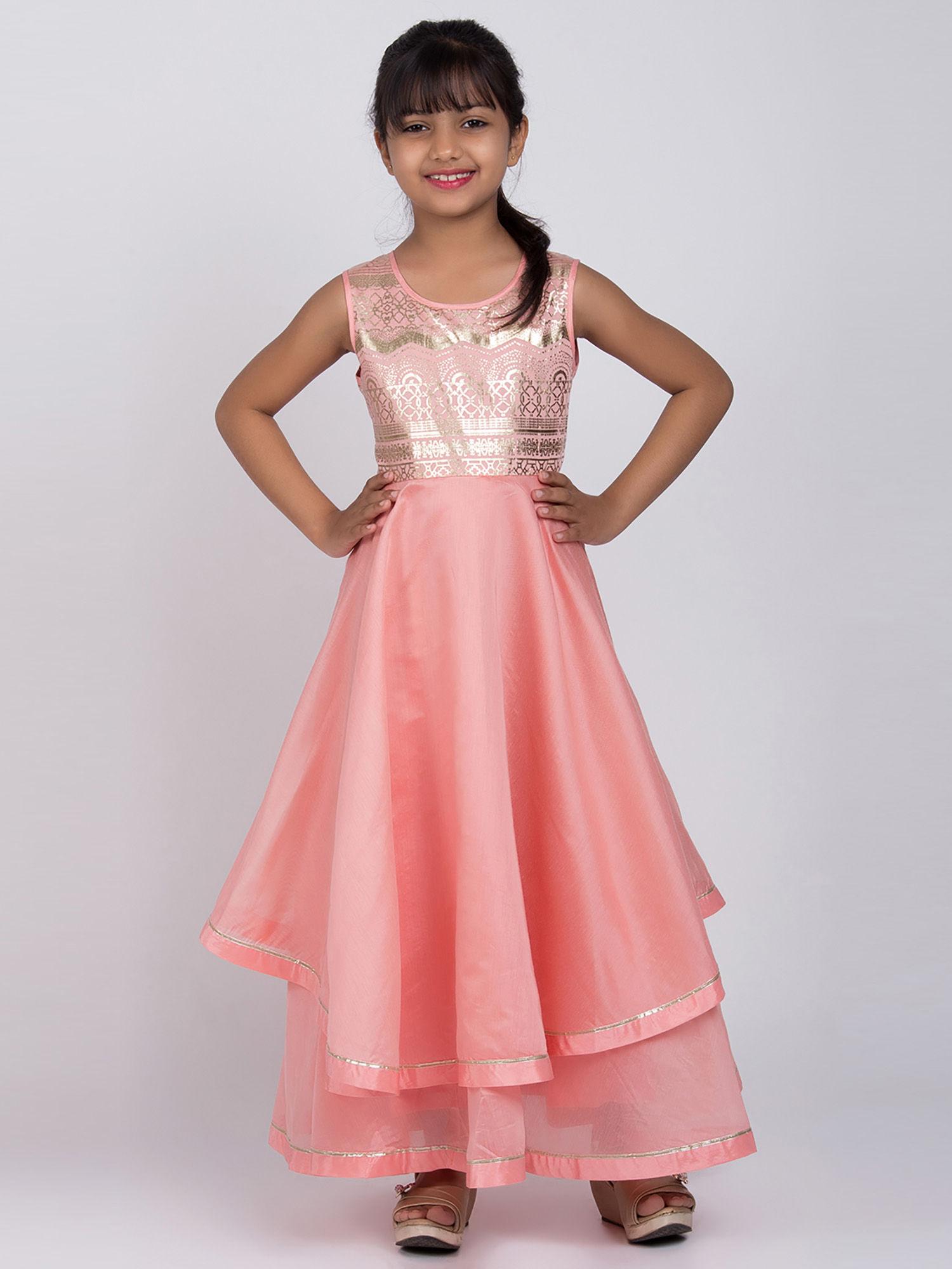 peach poly modal flared dress