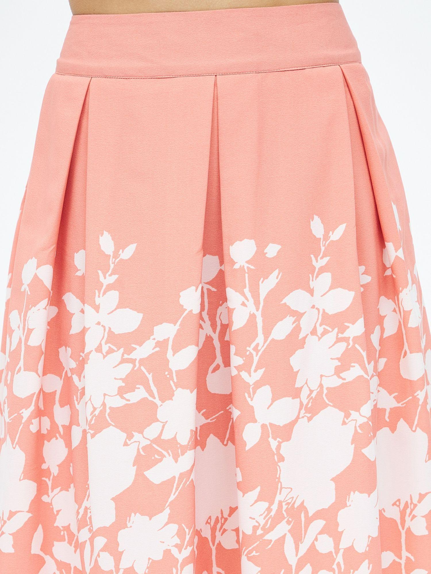 peach printed casual skirt