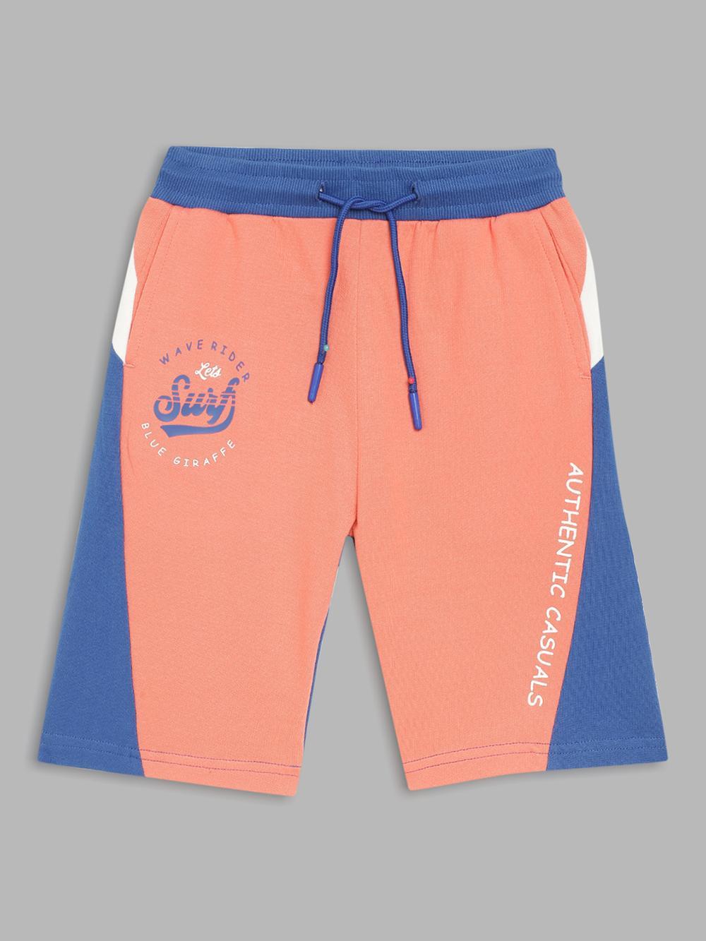 peach printed regular fit shorts
