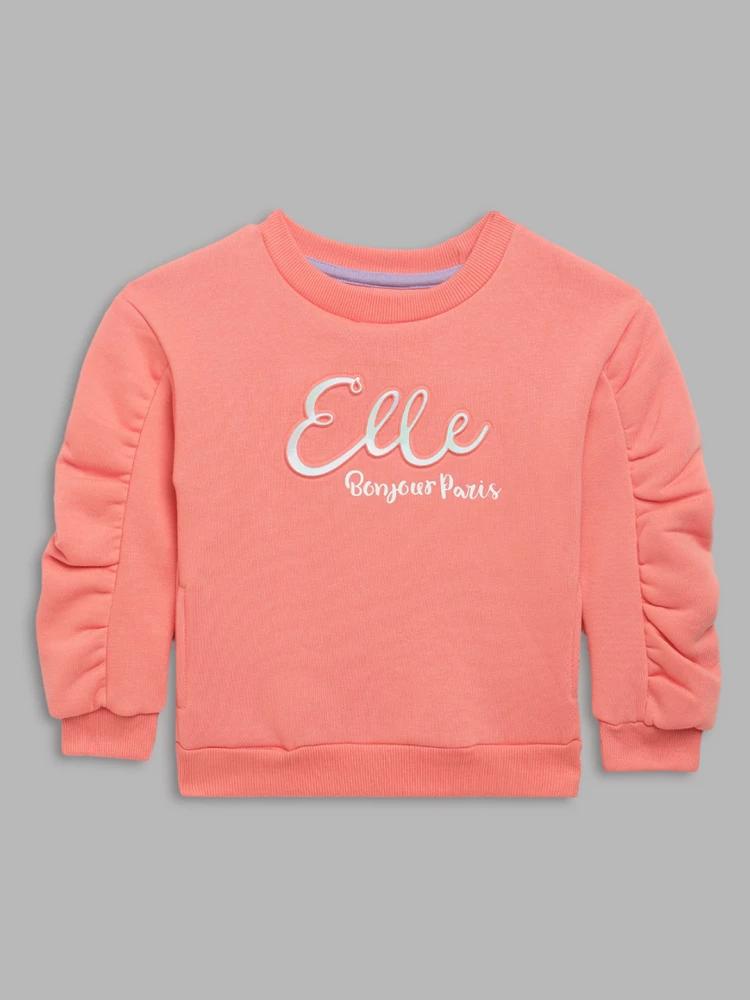 peach printed round neck sweatshirt