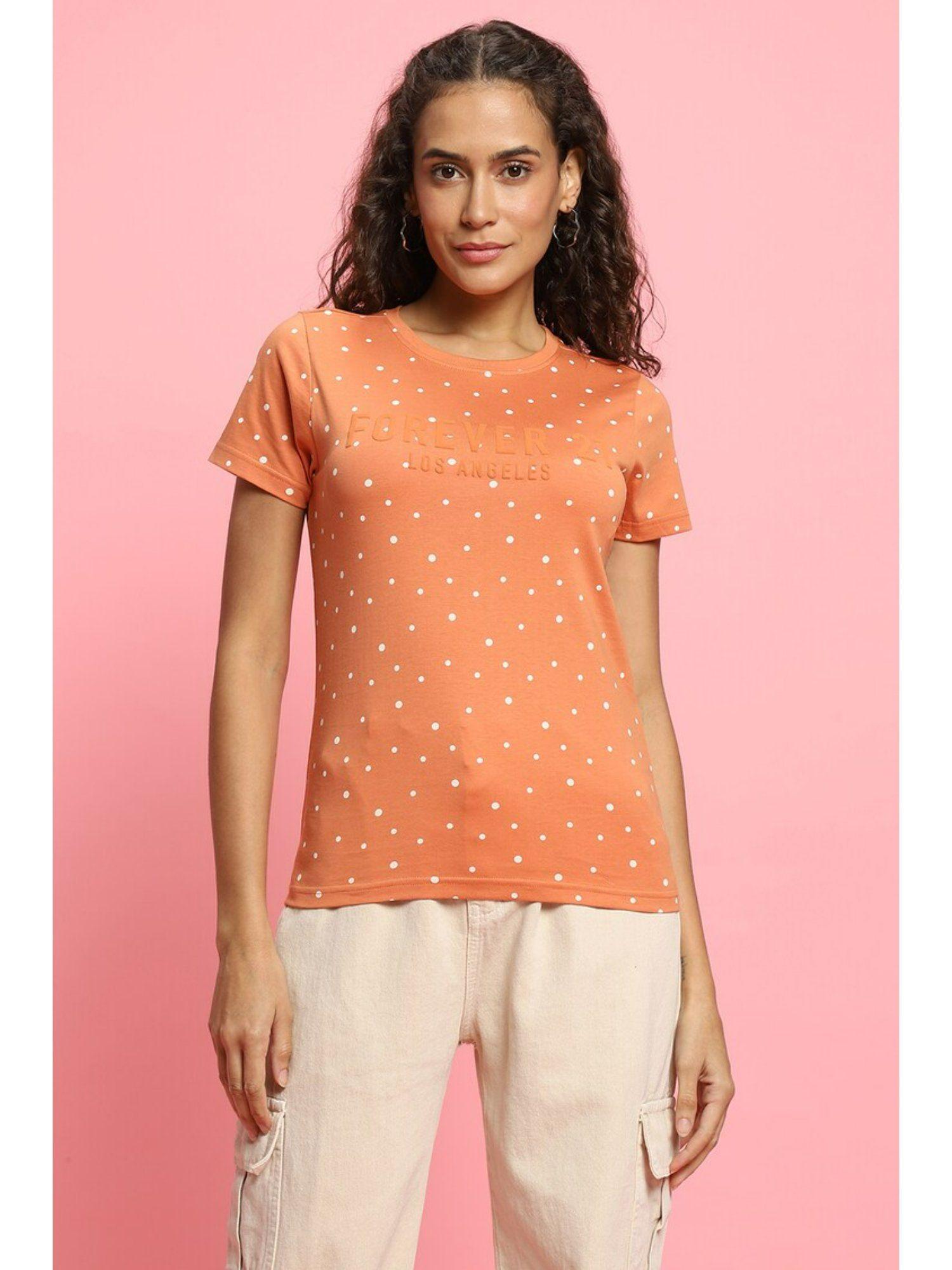 peach printed t-shirt