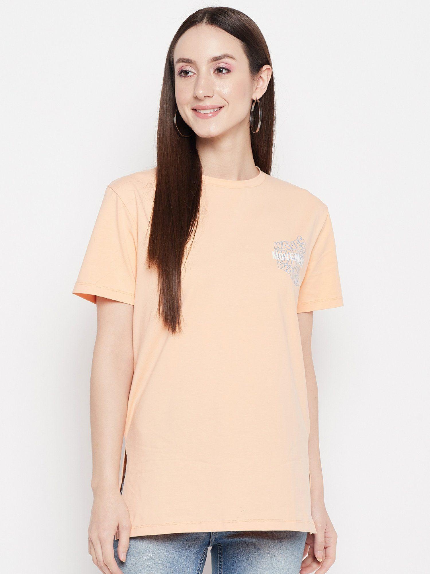 peach printed t-shirt