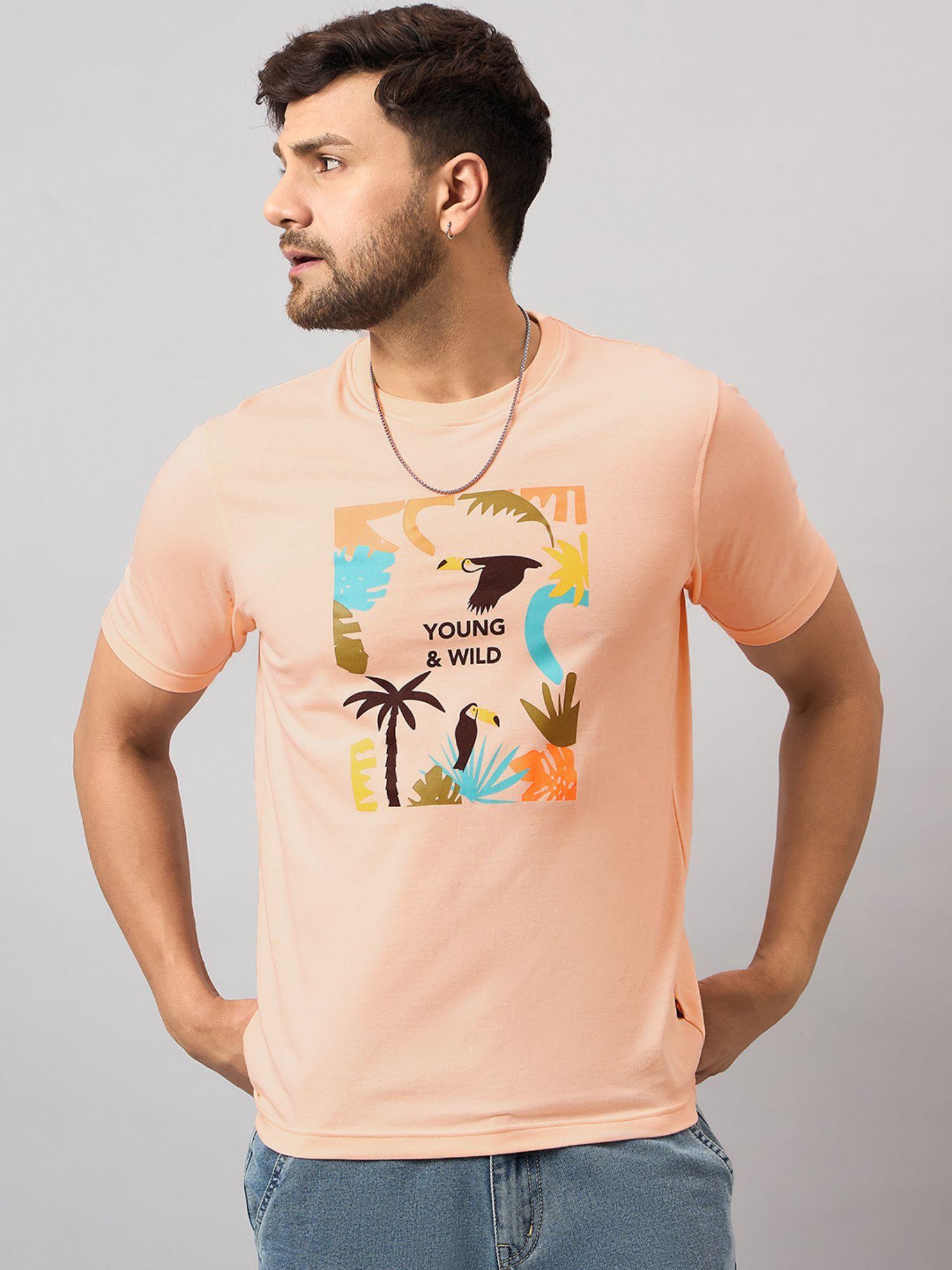 peach printed t-shirt