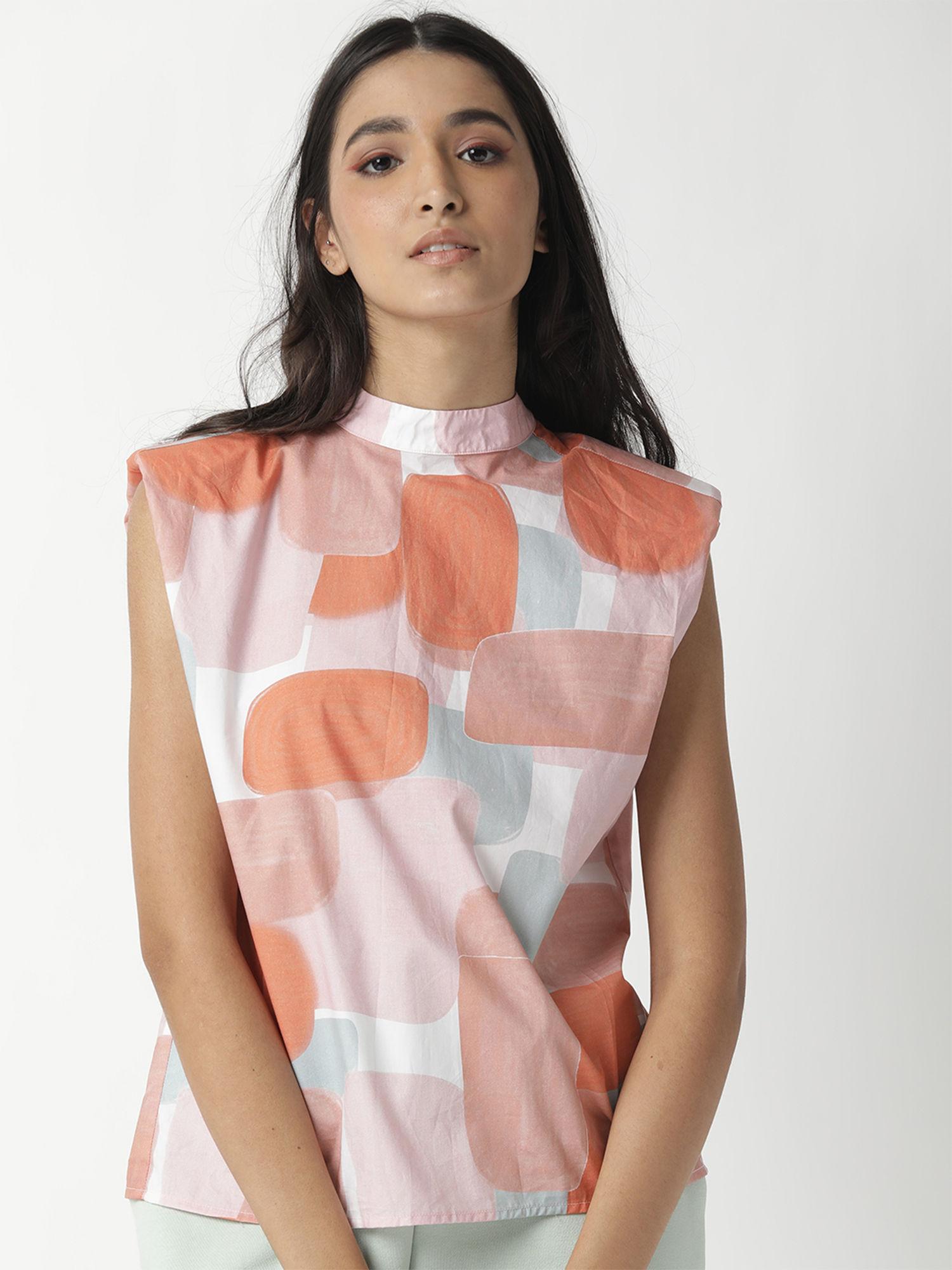 peach printed top