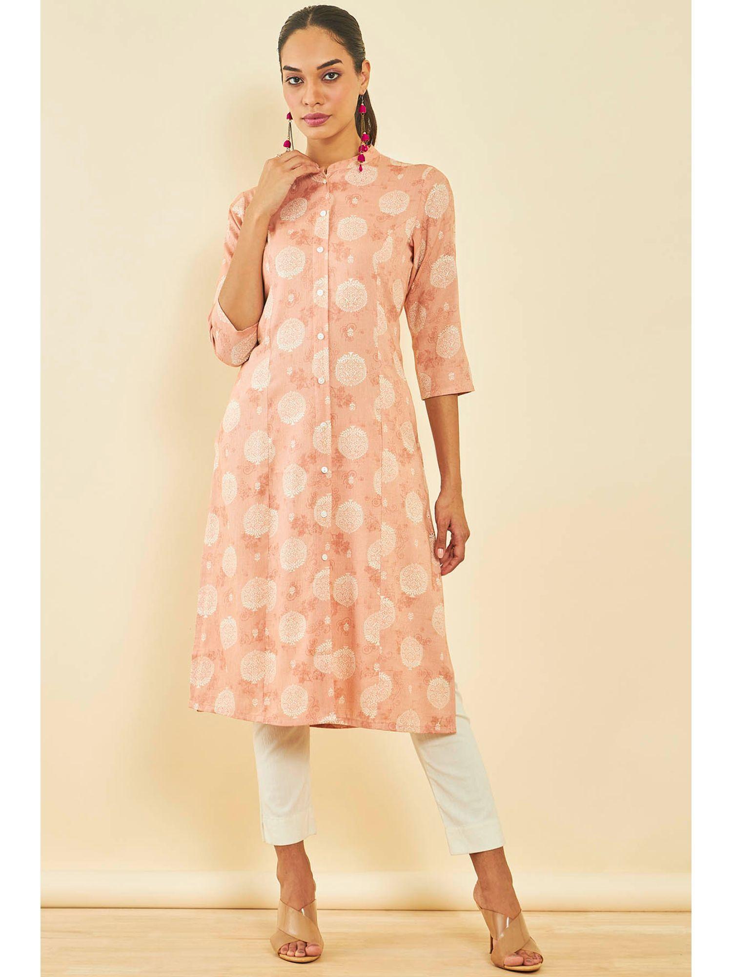 peach rayon self design kurta