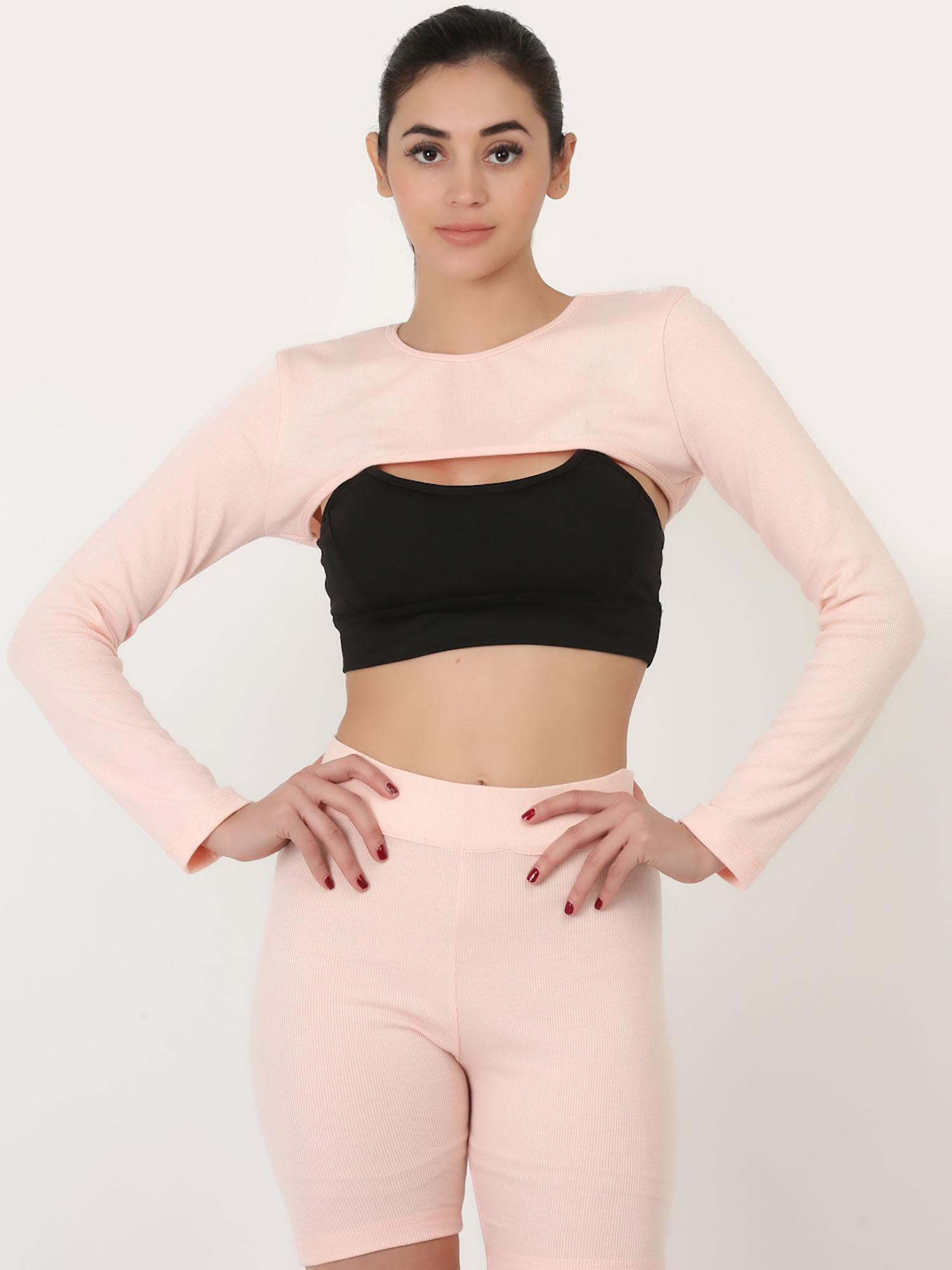 peach ribbed bust crop top