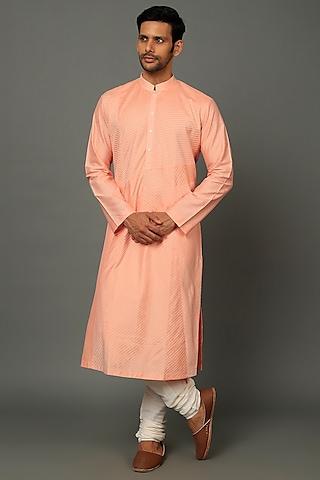 peach silk kurta set