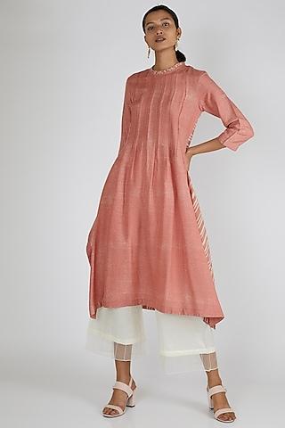 peach silk tunic