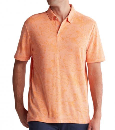 peach sketched floral print polo