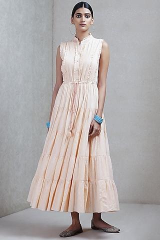 peach sleeveless maxi dress