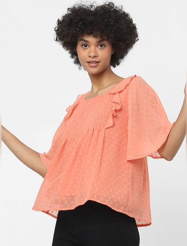 peach smocked top