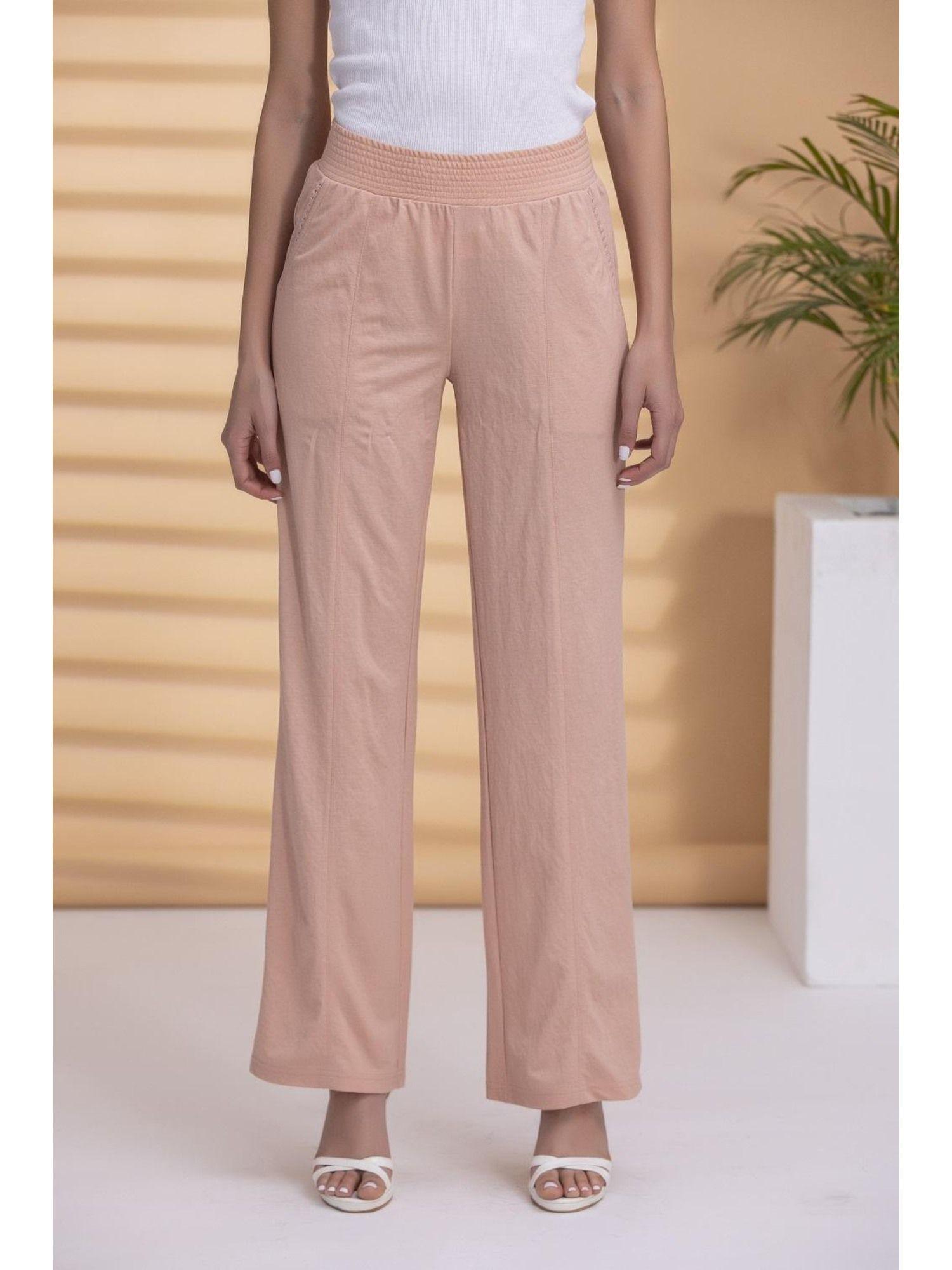 peach solid palazzo