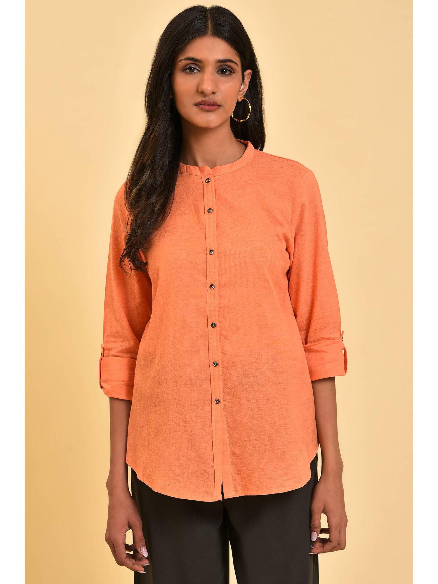 peach solid shirt