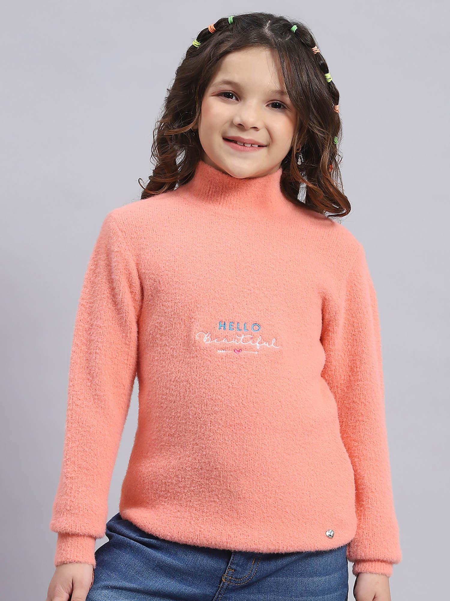 peach solid sweater