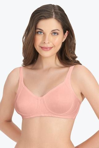 peach solid women comfort fit bra