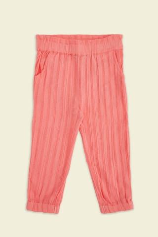 peach stripe ankle-length casual baby regular fit trouser