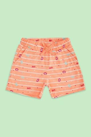 peach stripe knee length casual girls regular fit shorts