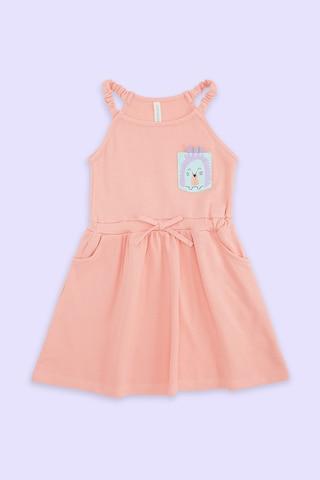 peach stripe round neck casual sleeveless baby regular fit dress