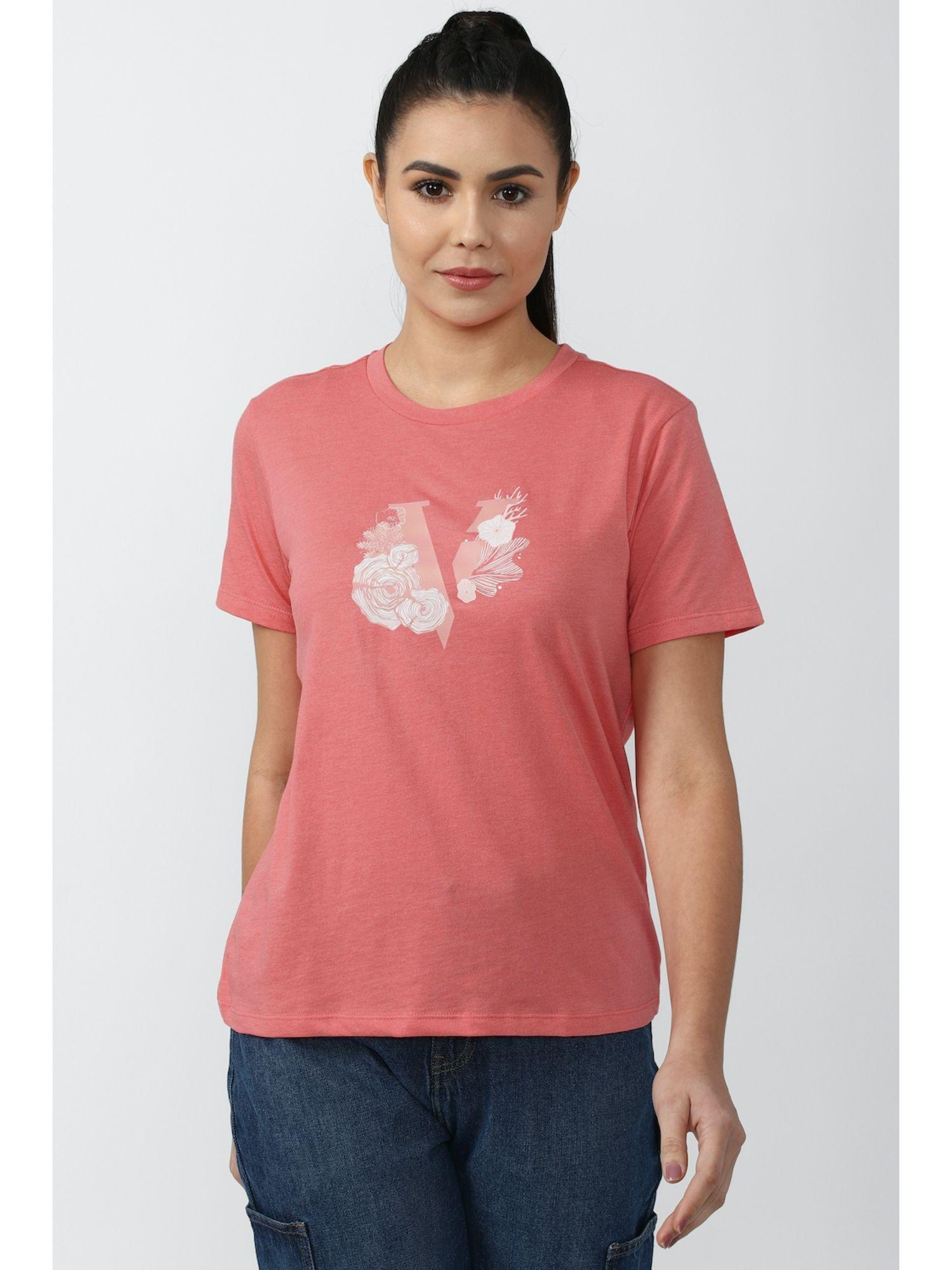 peach t-shirt printed