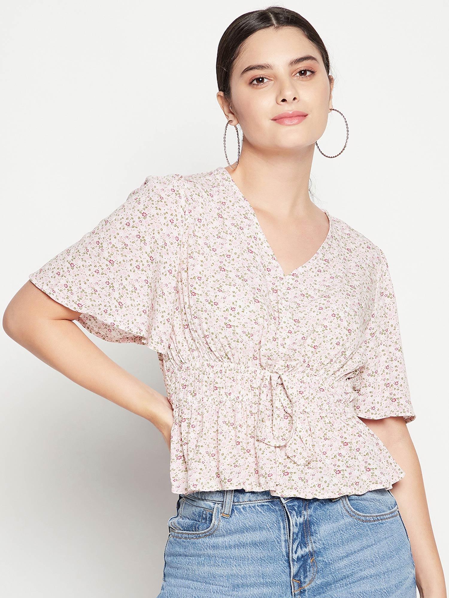 peach textile top for women