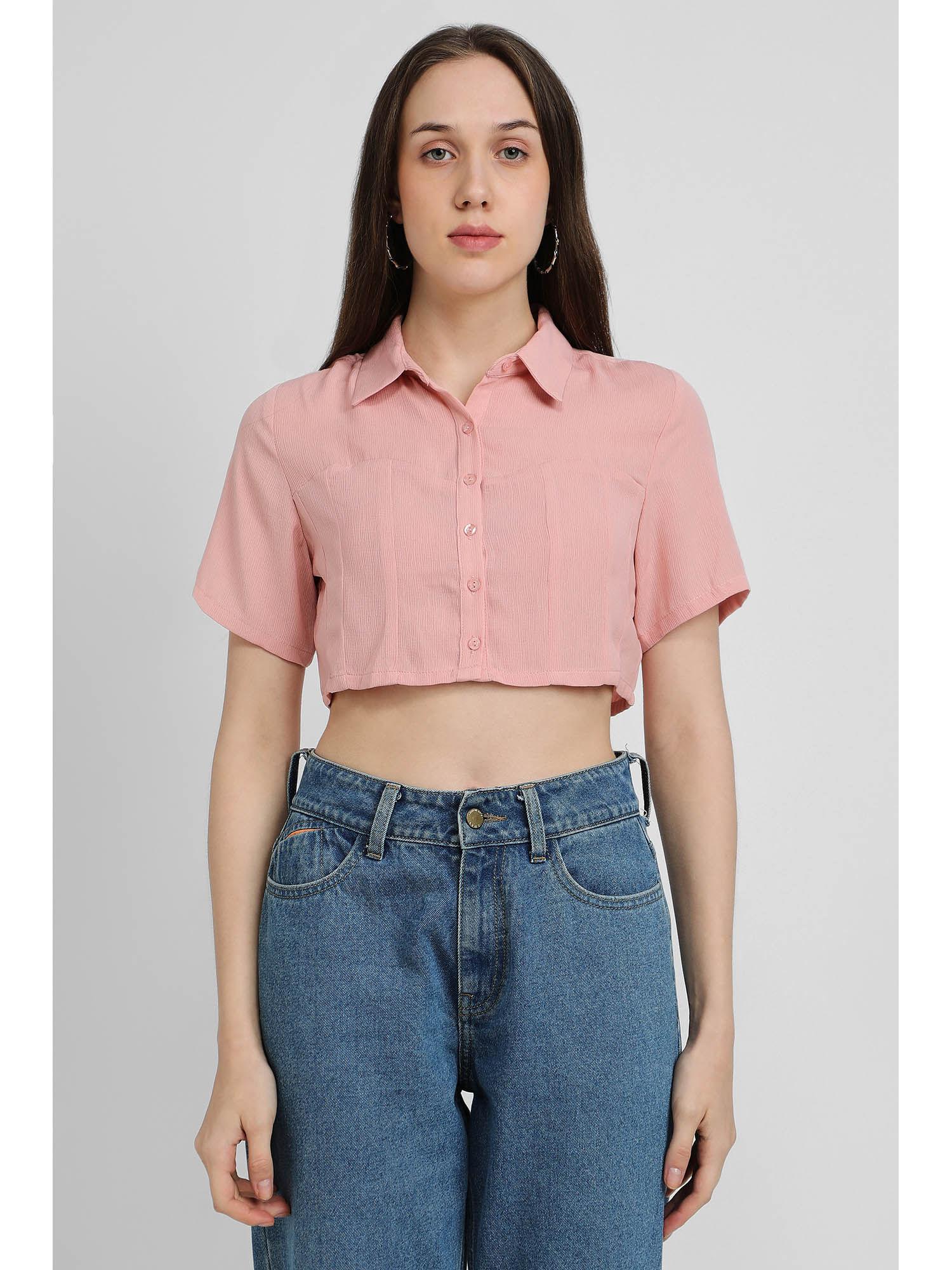 peach textured casual shirt