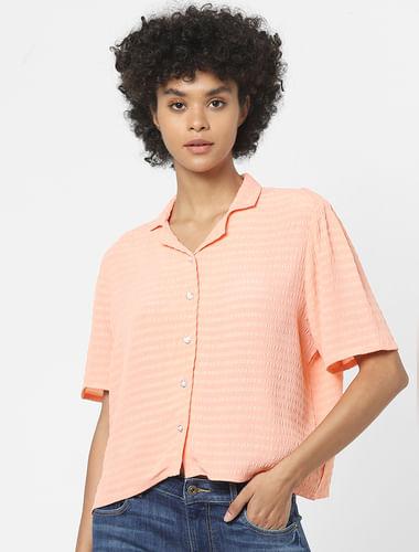 peach textured shirt