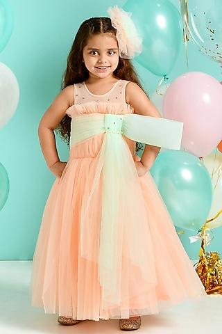 peach tulle gown for girls