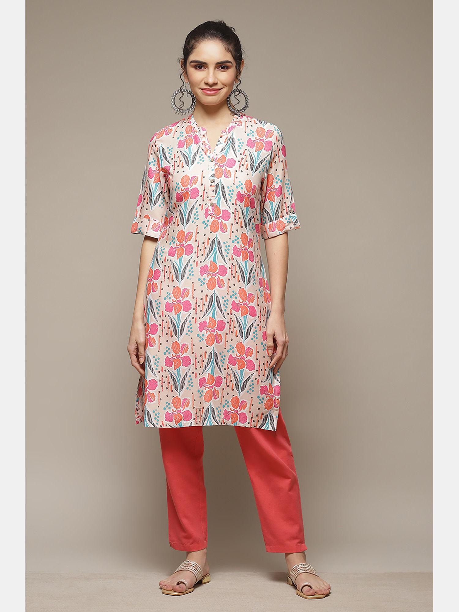 peach viscose straight kurta