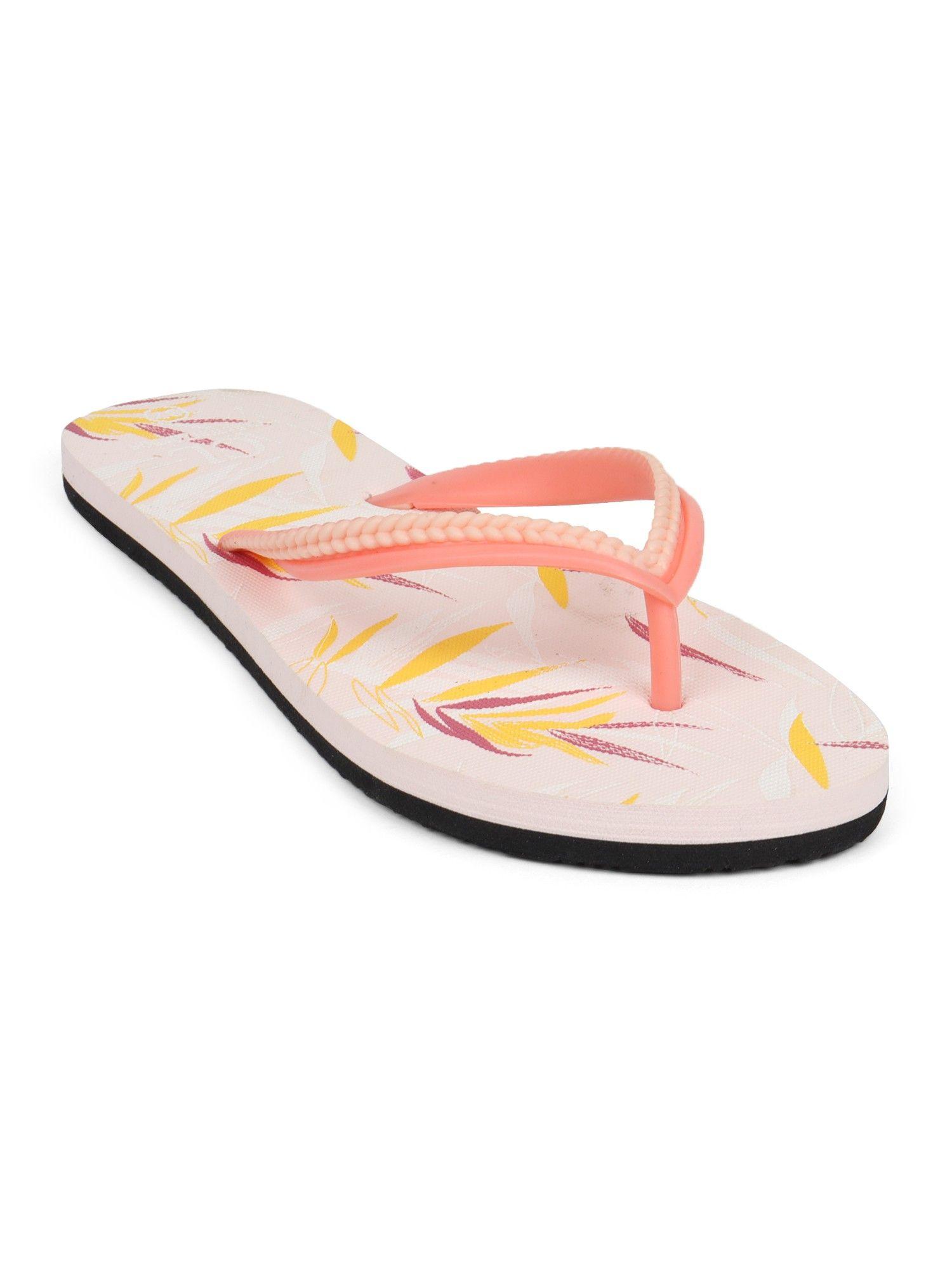 peach women printed flipflops