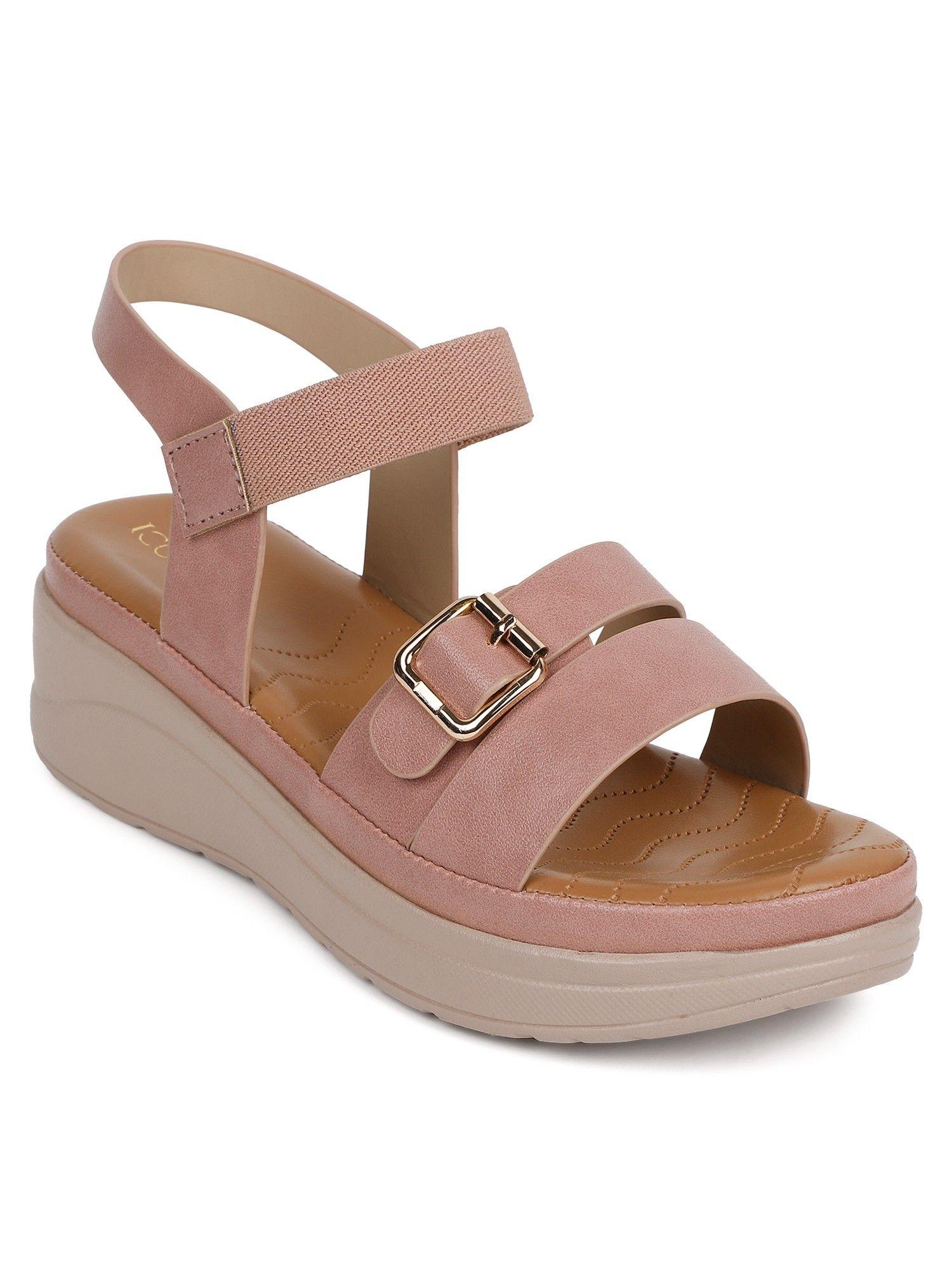 peach women solid sandals