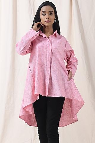 peachy pink cotton linen tunic shirt