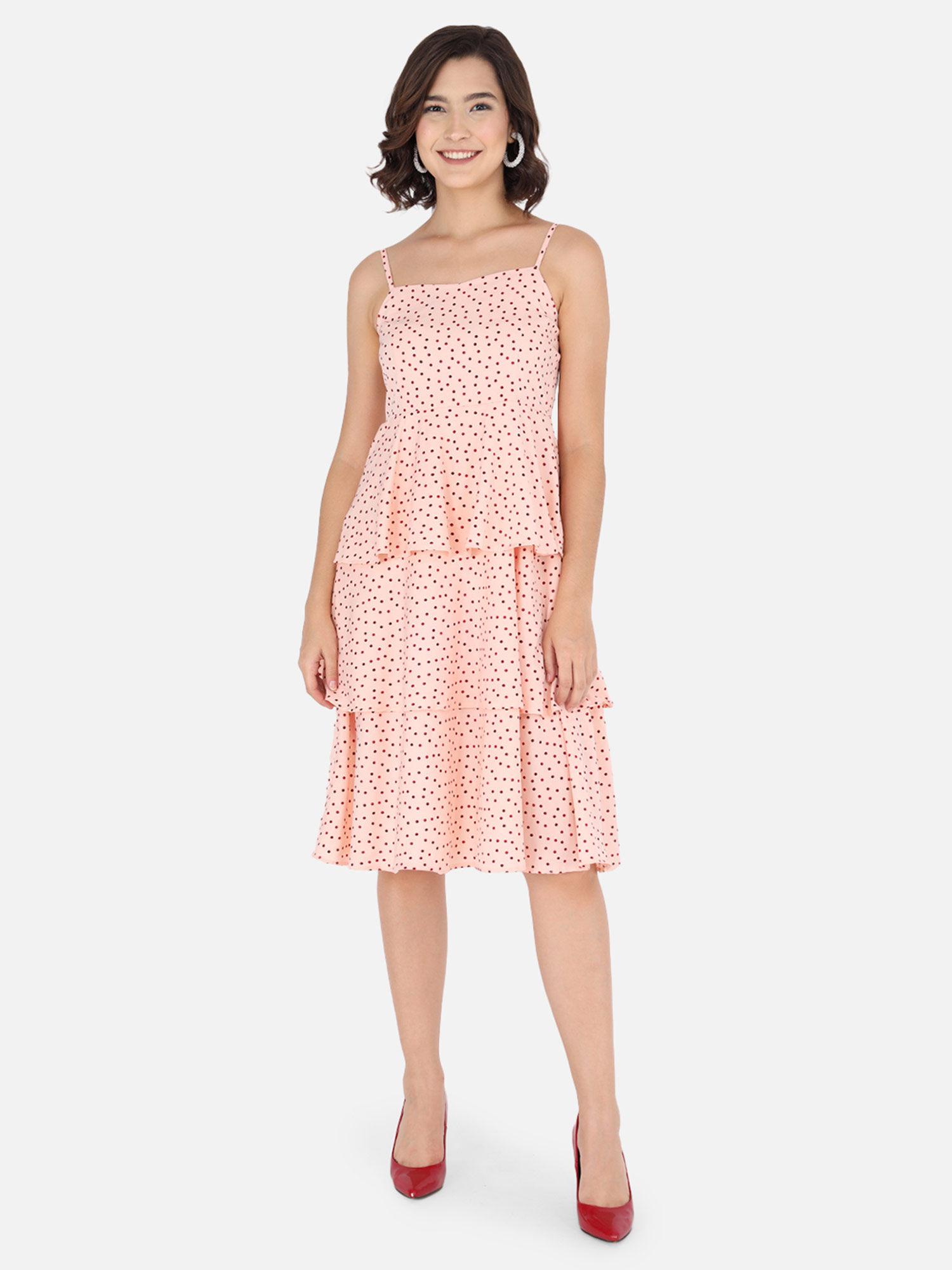 peachy polka dots dress