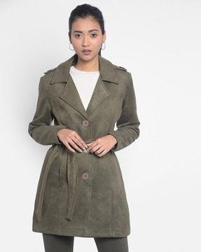 peacoat with insert pockets & button closure