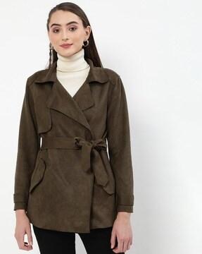 peacoat with waist tie-up