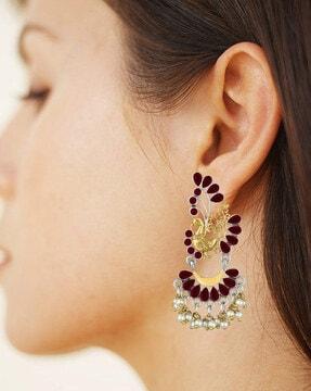 peacock design dangler earrings