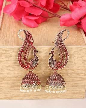 peacock-design jhumka earrings