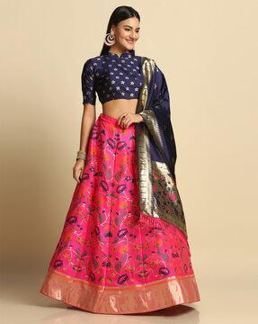 peacock pattern flared lehenga choli set